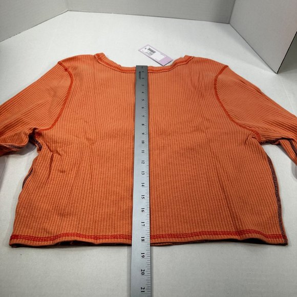 Wild Fable Women's Size 1X Long Sleeve Slim Fit Baby Ribbed Tee Shirt Peach New - Picture 12 of 13
